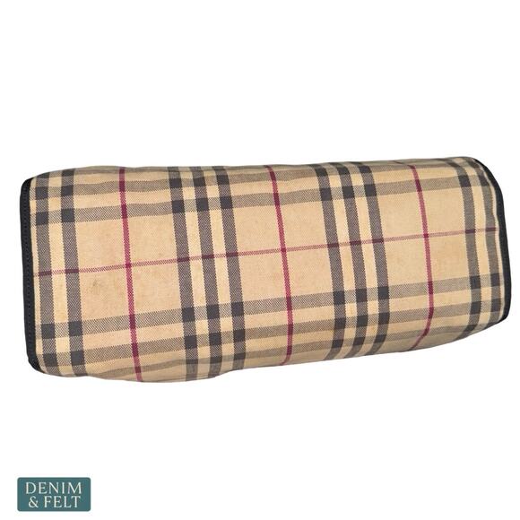 Burberry Nova Check Canvas Tote Bag Beige Black Red Plaid Shoulder Shopper Italy - Picture 4 of 14